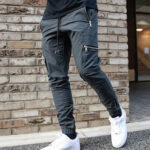 Men's zipper multi-pocket trousers