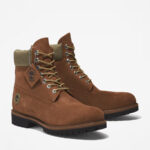 Timberland Premium TB0A2CQB715 Combat Boots Men's Brown Nubuck 6-inch Waterproof