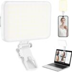 LED Portable Selfie Light Video Conference Lighting with Clip & Camera Tripod Adapter Rechargeable 2200mAh CRI 97+, 9 Light Modes for Phone iPhone Webcam Laptop Photo Makeup